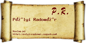 Pályi Radomér névjegykártya